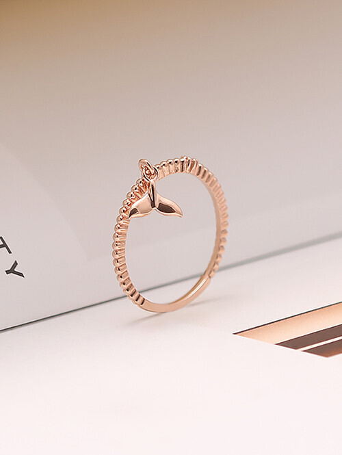 14K 18K 렐로 행운 고래꼬리 레이어드 반지