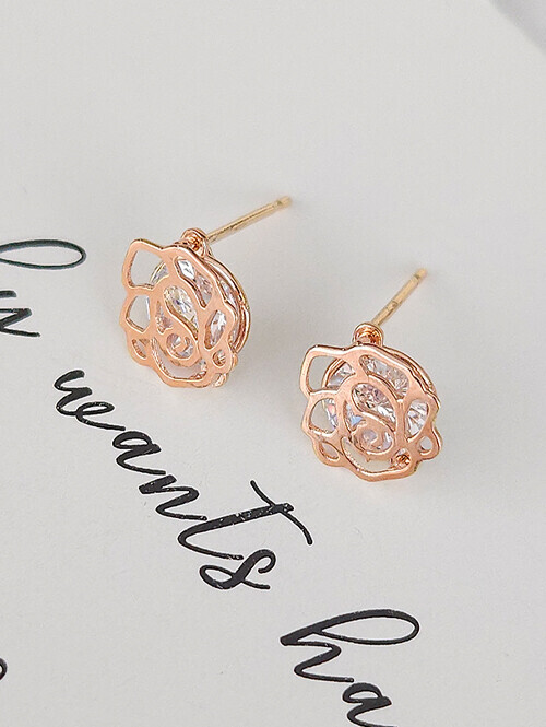 14K 핑크로즈 귀걸이