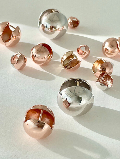 14K 18K 기본 완공 원터치 귀걸이 투톤믹스 (8mm~10mm)