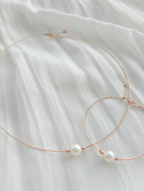 14K 담수진주 형상기억 와이어 텐션 초커목걸이