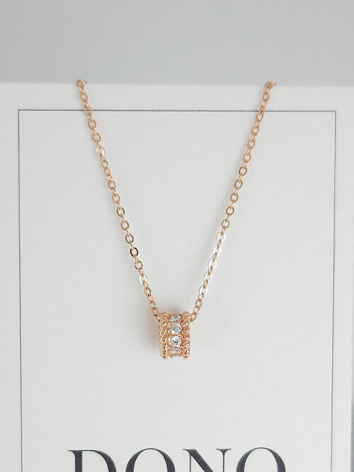 14K 18K 브디앙 레이어드 원통 큐빅 목걸이