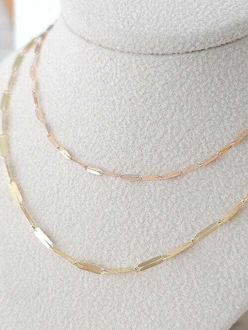 14K 18K 체드 납작 체인 목걸이  (소사이즈)