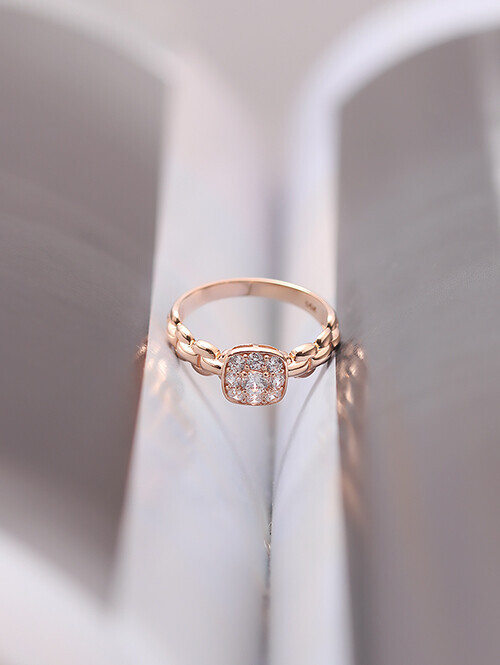 14K 18K 메리언 사각 스퀘어 체인반지