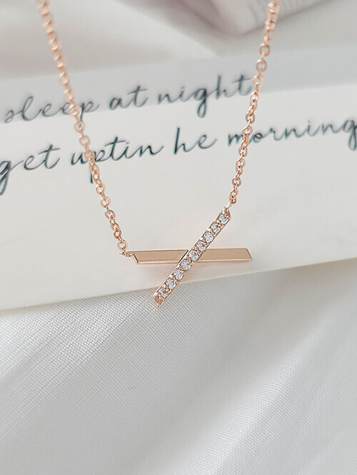 14K 18K 슬림 크로스 엑스 목걸이