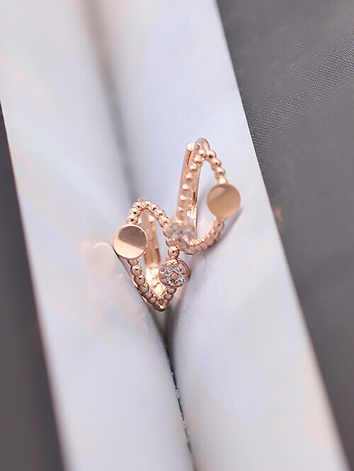 14K 18K 버블라인 두줄링 큐빅귀걸이