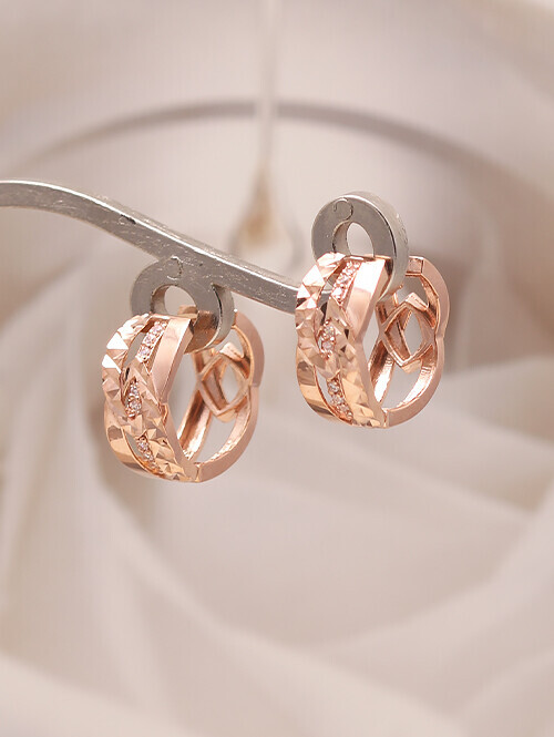 14K 18K 로젠테 큐빅 볼드 컷팅 링귀걸이