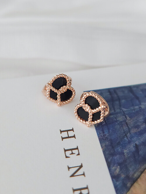 14K 18K 프레첼 로프 하트 귀걸이