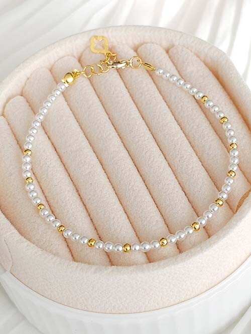 24K 순금 1.875g 진주 금볼 레이어드 팔찌(+18K붕어장식)