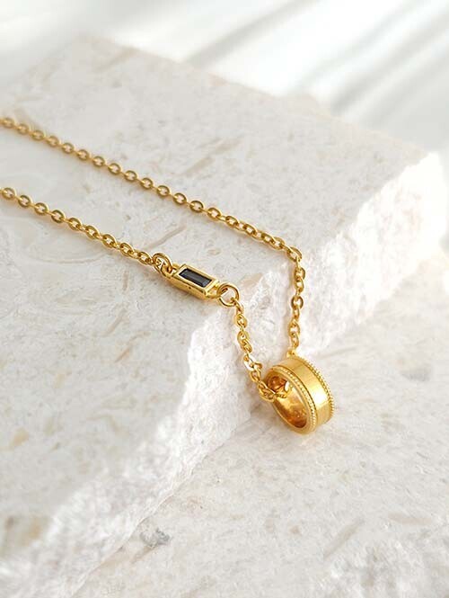 24K 순금 3.75g 민자링 원통 큐빅포인트 목걸이(+18K붕어장식)