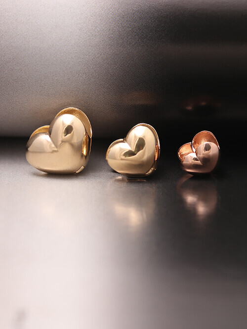 14K 18K 통통 양면하트 볼륨 귀걸이 (소 사이즈)