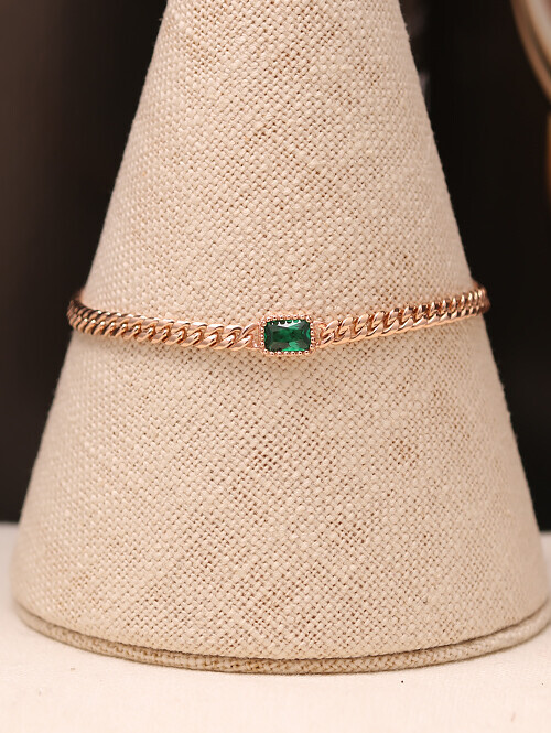 14K 18K 세일러 빅 에메랄드 할로우체인 팔찌