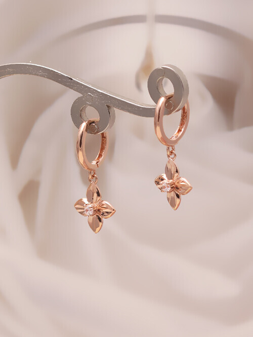 14K 18K 멜리엘 컷팅큐빅 플라워 귀걸이