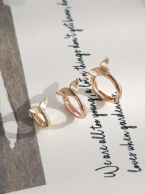 14K 18K 돌고래 꼬리 원터치 귀걸이(초미니)