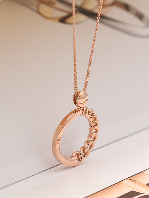 14K 18K 쉐볼릭 슬림체인 써클링 목걸이