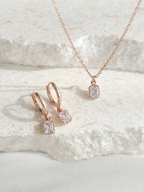 14K 18K 엘빈 미니 스퀘어큐빅 목걸이