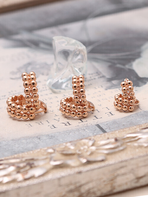 14K 18K 동글볼 두줄 링 귀걸이 (소 사이즈)