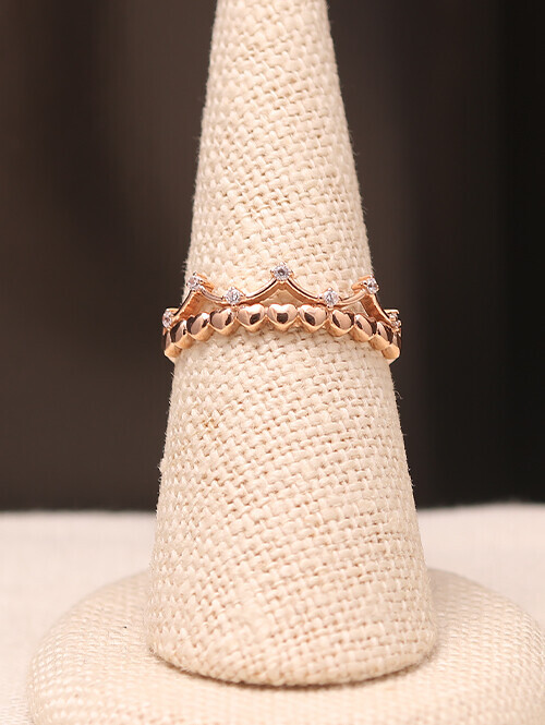 14K 18K 러브리 하트 큐빅 왕관반지