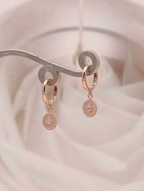 14K 18K 샤인써클 엠보패턴 귀걸이