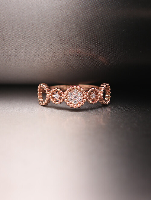 14K 18K 트렐릿 엠보써클 빈티지 큐빅반지