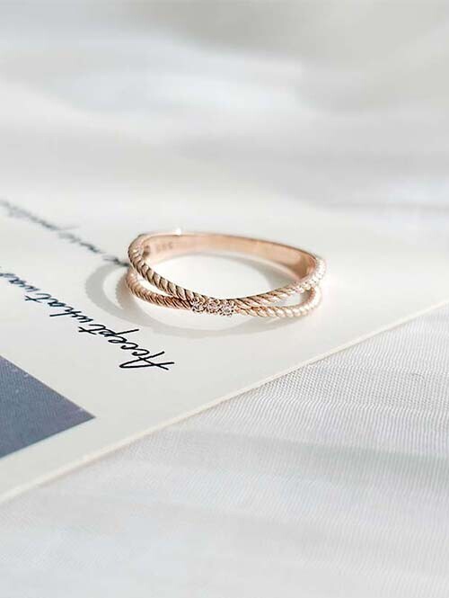 14K 18K 로플레 엑스꼬임 큐빅반지