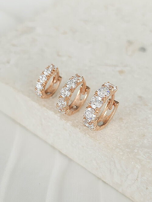 14K 18K 라이트 큐빅 원터치 링귀걸이 (소사이즈)