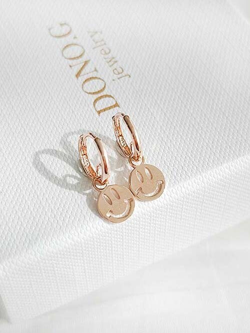 14K 18K 미소펀치 스마일 귀걸이