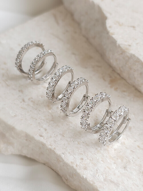 14K 18K 랩다이아 이터니티 하프세팅 원터치귀걸이(1.3mm 1.7mm 2.0mm)