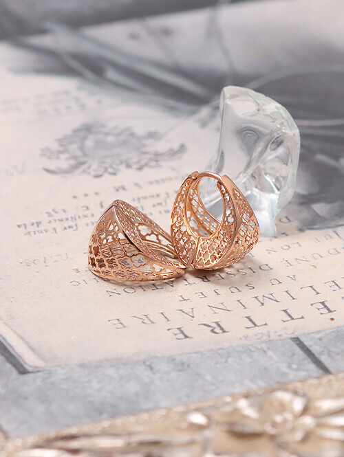 14K 18K 패턴 클로버 볼드 투각귀걸이