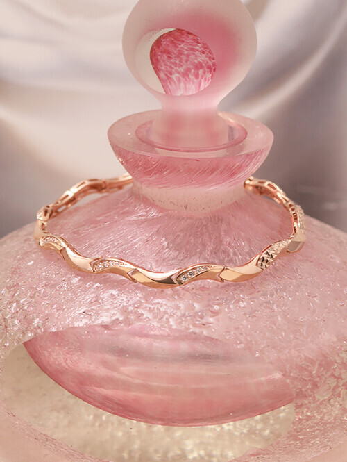 14K 18K 웨이빙 컷팅큐빅 볼륨 팔찌