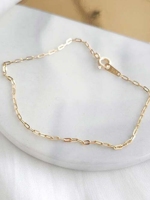 14K 18K 스텐다드 각모줄 체인 팔찌 (0.5굵기)