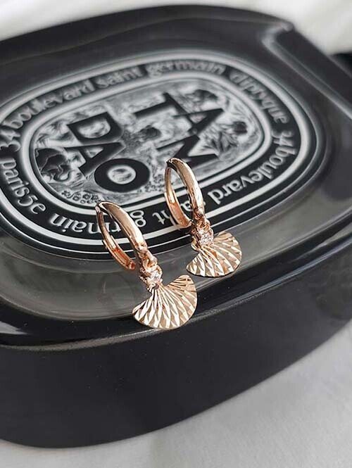 14K 18K 세르델 부채꼴 컷팅 큐빅 귀걸이