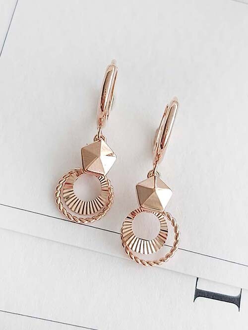 14K 18K 첼레 펜타곤 더블써클링 컷팅 귀걸이