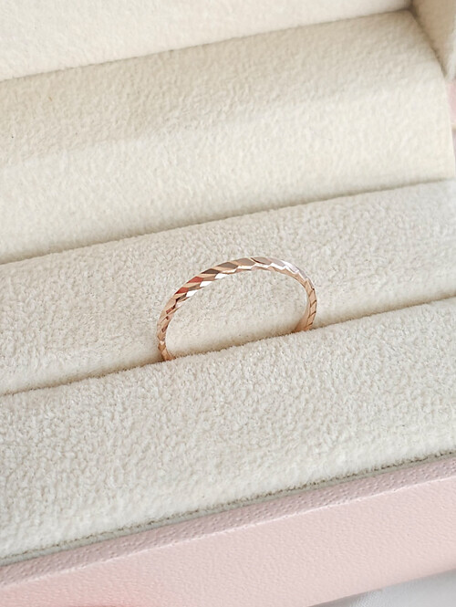 14K 18K 펜네 입체컷팅 스키니 레이어드 반지