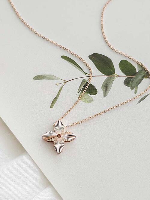 14K 18K 세르제 더블컷팅 양면 플라워 목걸이