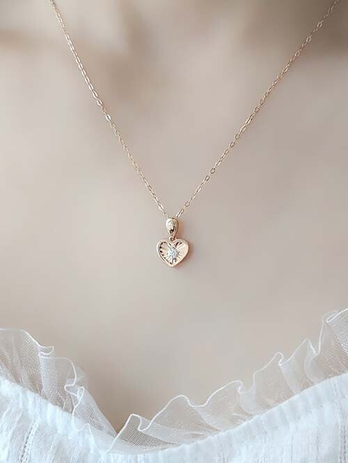 14K 18K 인더하트 플리츠컷팅 큐빅 펜던트(체인별도상품)