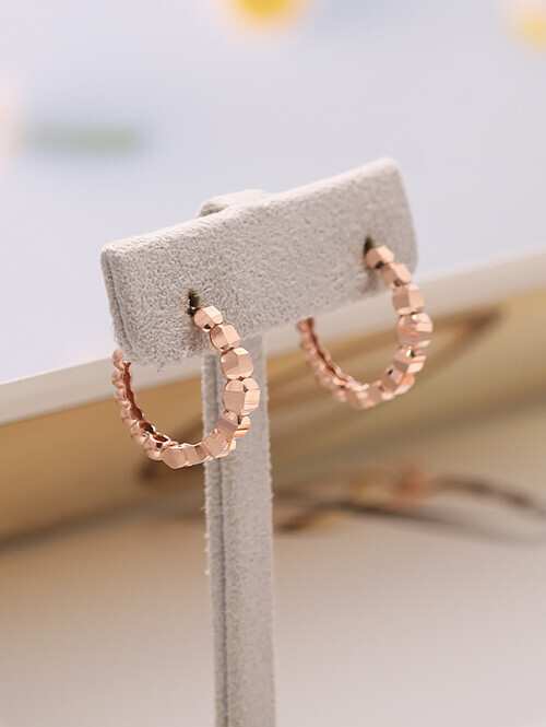 14K 18K 스톤컷팅볼 언발 링귀걸이