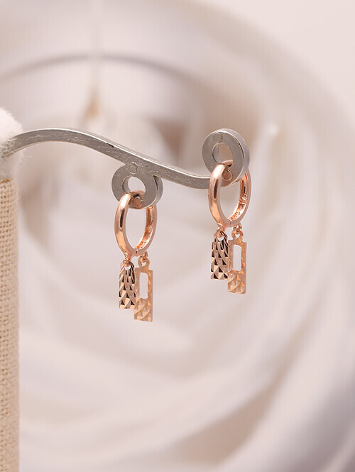 14K 18K 더블사각 프레임 컷팅귀걸이