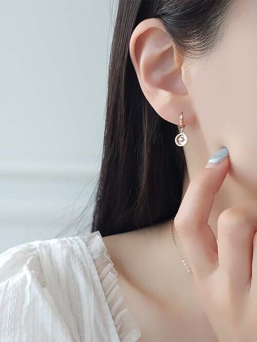 14K 18K 인더써클 플리츠컷팅 큐빅 귀걸이