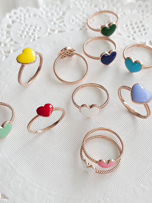 14K 18K 에폭시 레인보우 통통 빅하트 반지