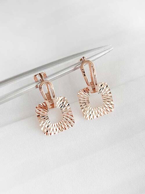 14K 18K 스낵 컷팅사각 귀걸이