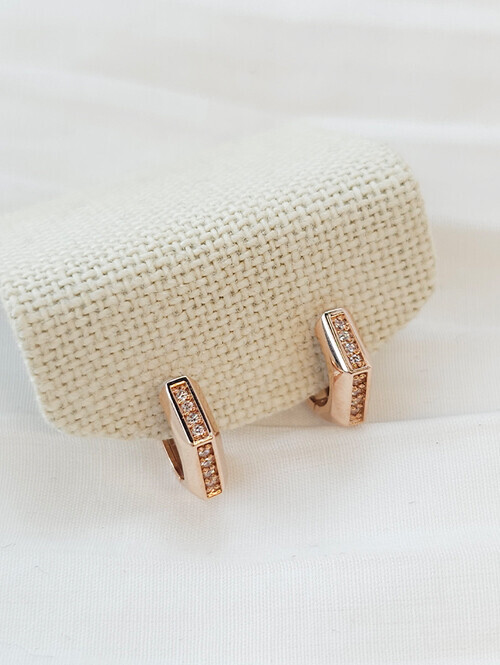 14K 18K 제렐트 육각 큐빅 링귀걸이