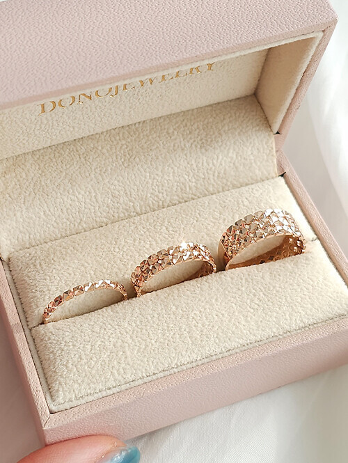 14K 18K 바이트 스퀘어컷팅 레이어드 반지 (세줄)