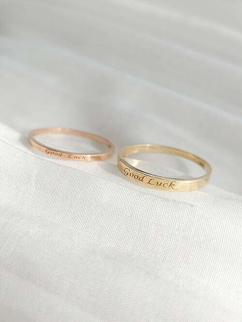 14K 18K 굿럭 레터링 심플 레이어드 링반지(대사이즈)