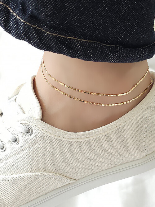 [당일출고 제품] 14K 18K 비너스 두줄 발찌 [대] 선택가능