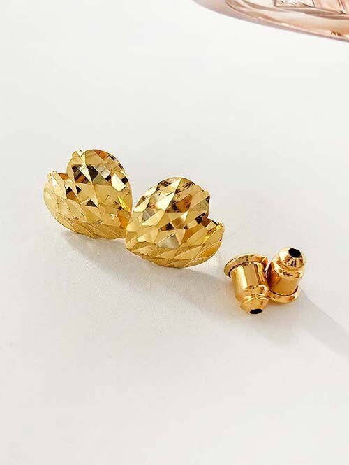 24K 순금 1.875g 컷팅팟 볼륨하트 귀걸이 (핀/침형)