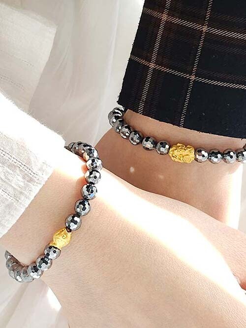 24K 순금 0.3g기준 테라헤르츠 원석 물고기 팔찌 재물운 건강 효도선물