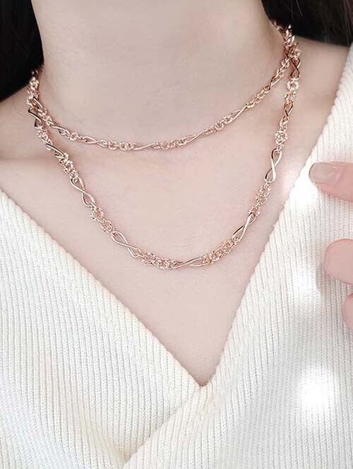 (신상 런칭 챌린지) 14K 18K 뫼비우스 믹스체인 목걸이(소사이즈)